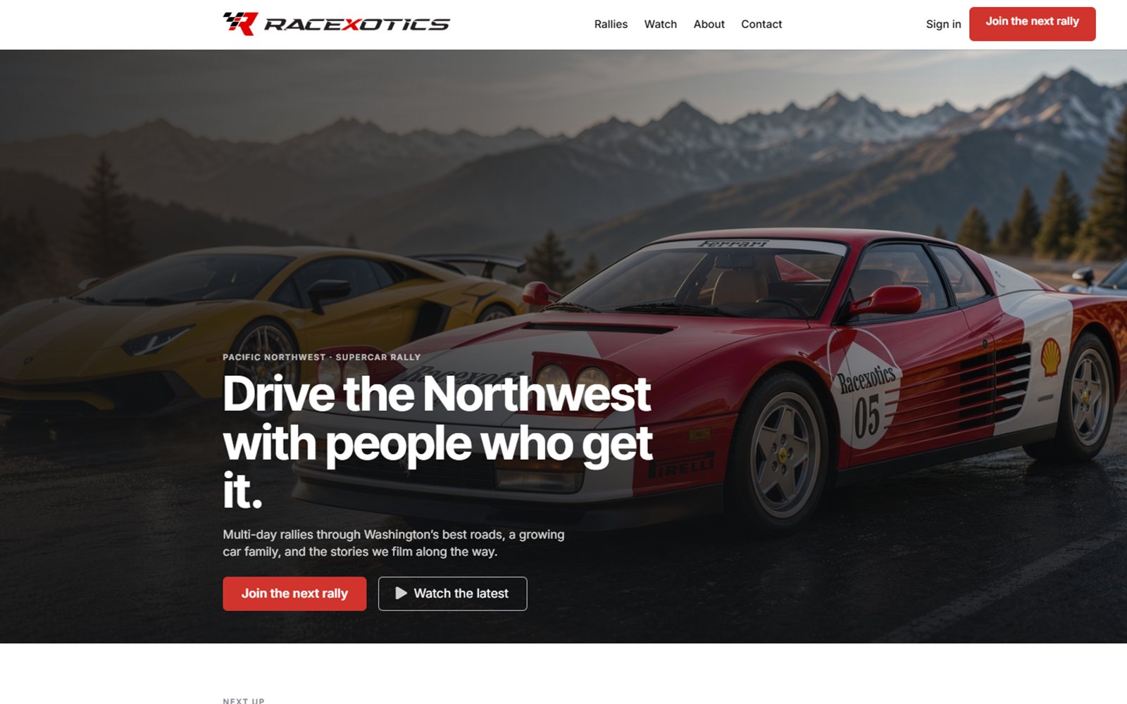 Racexotics website desktop screenshot